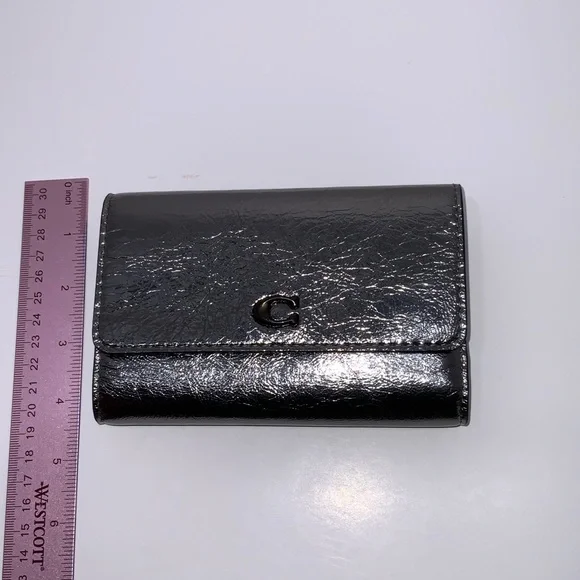 Coach Essentials Trifold Wallet Metallic Leather CX247 - Picture 7 of 7